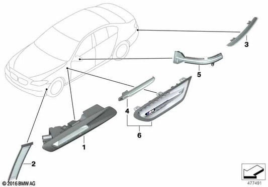 Réflecteur arrière droit pour BMW F11, F11n (OEM 63147210796). BMW d'origine