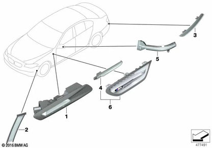 Reflector trasero derecho para BMW F10, F18 (OEM 63147842956). Original BMW.