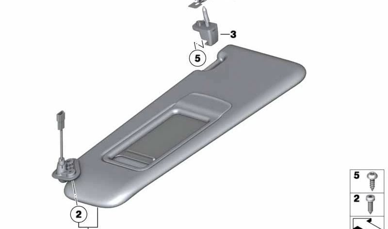 Parasol Visier mit rechter Spiegel für BMW 3 E90 -Serie, E91N, X1 E84 (OEM 51167252054). Original BMW.