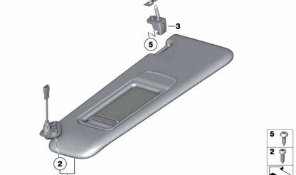 Parasol Visier mit rechter Spiegel für BMW 3 E90 -Serie, E91N, X1 E84 (OEM 51167252054). Original BMW.
