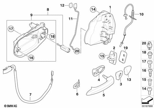 Lockable roof rack with key right for BMW X3 E83, E83N (OEM 51213449073). Original BMW.
