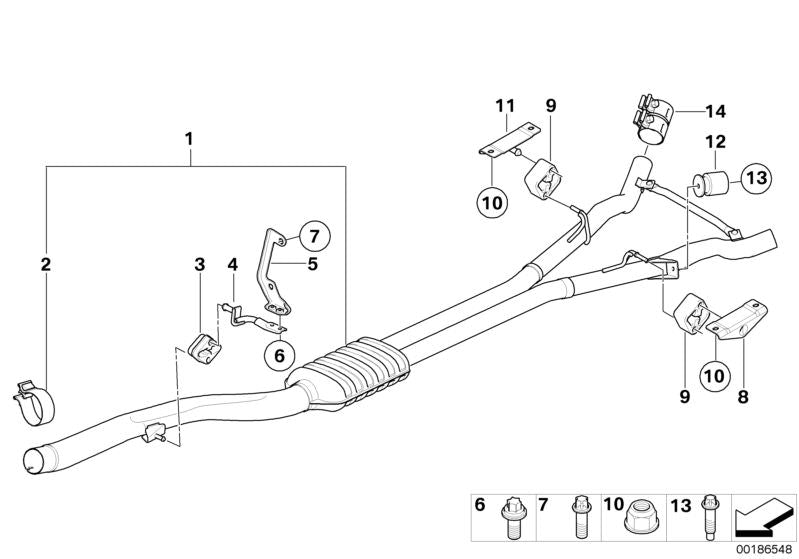 OEM Exhaust Tube Support 18307793794 for BMW E60, E61, E63 and E64 535D. Original BMW.