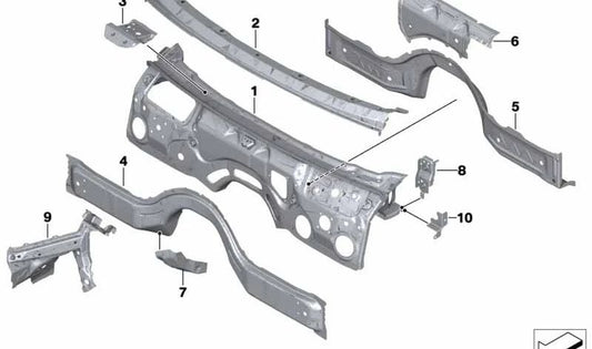 Travesaño delantero (Querträger Stirnwand) OEM 41007412968 para BMW F90, G30, G30N, G31, G31N, G38, G38N, G11, G11N, G12, G12N. Pieza original BMW.