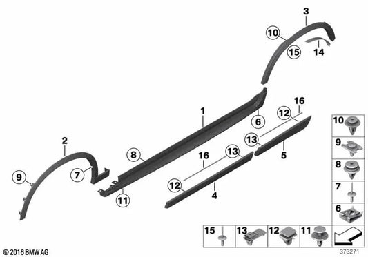 Folio -Protektor -Antifriktion für BMW X3 F25, X4 F26 (OEM 51477372506). Original BMW