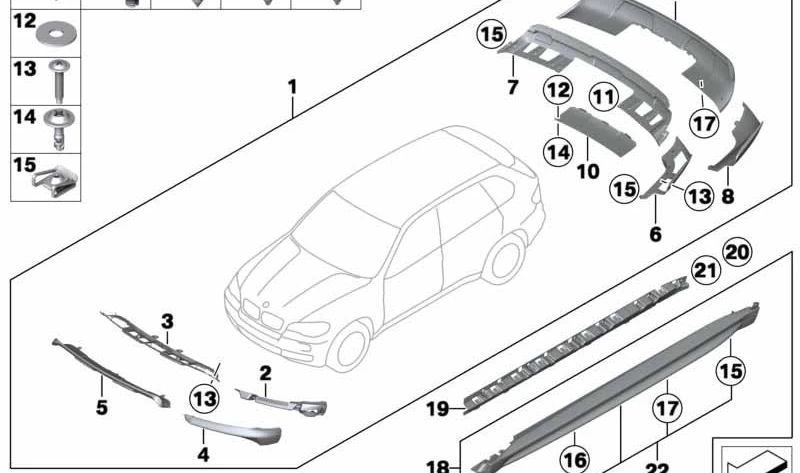 Carcasa delantera derecha para BMW E70 (OEM 51110413817). Original BMW.