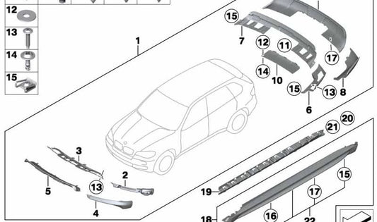 Soporte central trasero OEM 51120413812 para BMW X5 E70. Original BMW.