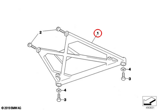 Refuerzo inferior del chasis OEM 31102483512 para BMW G20, G21, G22, G23, G26, G42. Original BMW.
