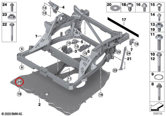 Arandela OEM 31106870635 para BMW I12, I15. Original BMW.