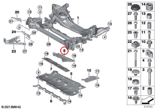 Assorbitore di impatto posteriore OEM 31106885882 per BMW G42, G20, G21, G28, G22, G23, G26. BMW originale.