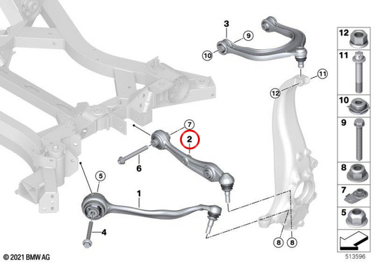 Traversa inferiore destra OEM 31108833466 per BMW iX I20, X5L G18 e X5L G18 LCI. Originale BMW