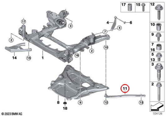 Biellette de suspension avant gauche OEM 31108854085 pour BMW XM G09. BMW d’origine