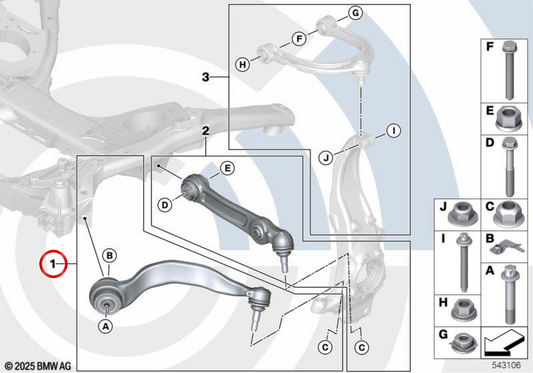 Kit de réparation BRM ARRÈS LA SUSPENSION FRANT OEM 31108879341 pour BMW G30, G31, G38. BMW d'origine.