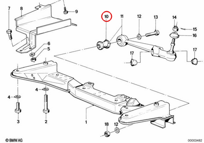 Rubber mount for BMW 3 Series E21 (OEM 31121116493). Original BMW