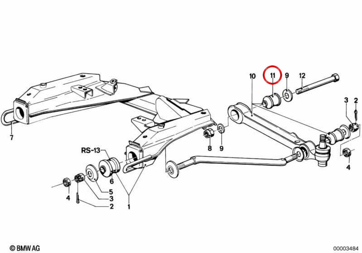Cuscinetti di gomma per diversi modelli di BMW E21, E12, E24 (OEM 31121119260). BMW originale.