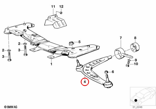 ARME SUSPENSION GAUCHE OEM 31122224731 pour BMW E36. BMW d'origine.