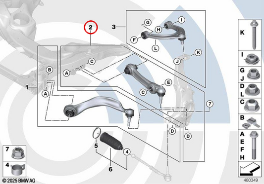 Kit de réparation BRAUT SUSPENSION GAUCHE OEM 31122450813 pour BMW F06, F10, F11, F12, F13. BMW d'origine.