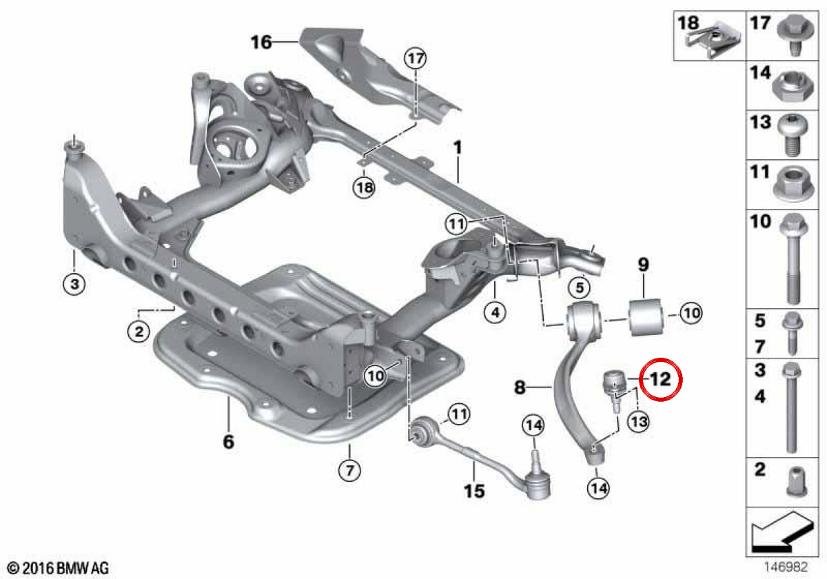 Front -Suspensionsarm OEM 31126768988 für BMW E90, E91, E92, E84. Original BMW.