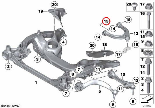 Porca de combinação OEM 31126788416 para BMW E60, E61, E63, E64, E65, E66, E67, E70, E71, E81, E82, E83, E84, E85, E86, E87, E88, E90, E91, E92, E93. BMW genuíno.