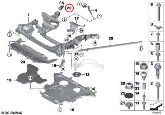 Protettore termico destro OEM 31146861396 per BMW G30, G31, G38, G32, G12, G14, G15, G16. BMW originale.