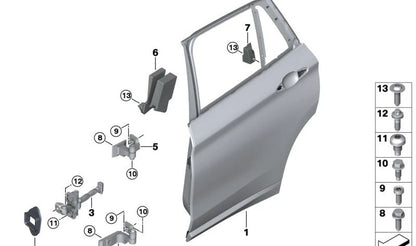 Junta de limitador de puerta trasera izquierda OEM 51227476203 para BMW F48, F48N, F49, F49N, F39. Original BMW.