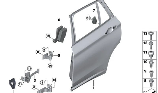 Tope de puerta trasera izquierda OEM 51227436005 para BMW X1 F49 (xDrive20Li) 2016-2019. Original BMW.