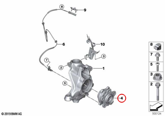 Rad Moyú mit Vorderlager OEM 31206874335 für BMW G20, G28. Original BMW.