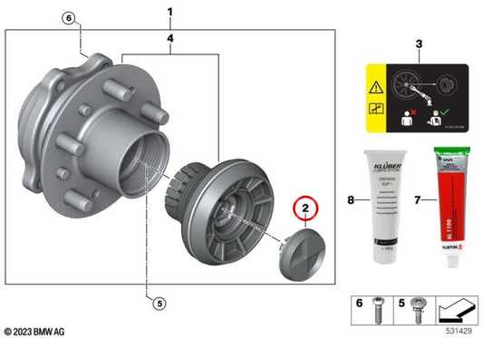 Vite centrale con Rueda OEM Cube 31208853346 per BMW M2 G87, M3 G80/G81, M4 G82/G83 ... e altro ancora. BMW originale.