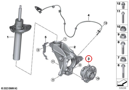 OEM Front Wheel Hub 31208866414 for MINI J01 Cooper E, J05 Aceman E... and more. Original MINI.