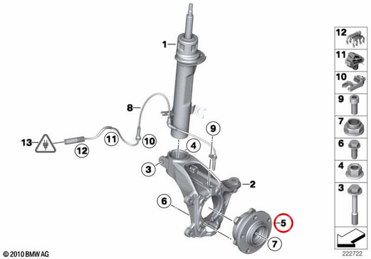 Moyeu de roue avec roulement OEM 31209813211 pour MINI Countryman R60 et Paceman R61. Original MINI