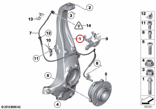 Junta esquerda OEM 31212284053 para BMW F10, F06, F12, F13. BMW genuíno.