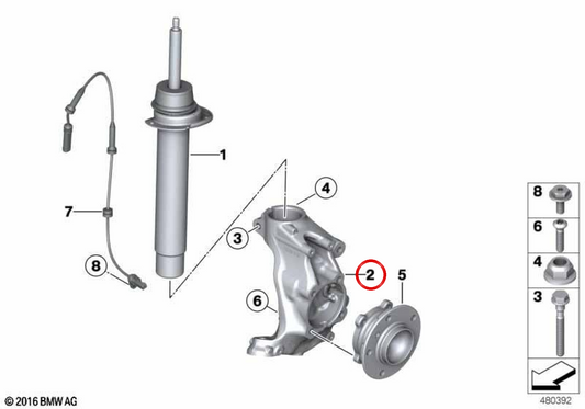 Radunterstützung mit linker Abfallkorrektur OEM 31216853649 für BMW F20, F21, F22, F23. Original BMW.
