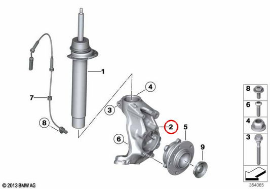 Right front hose with fall correction OEM 31216853652 for BMW F20, F21, F22, F23. Original BMW.
