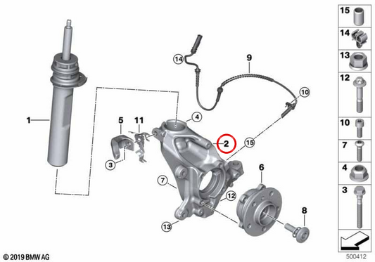 Manga de eixo dianteira esquerda com correção de cambagem OEM 31216876849 para MINI F55, F56, F57, F65, F66, F67… e mais. Original MINI