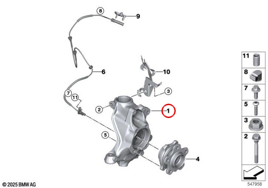 Ponta de eixo com correção de curvatura esquerda OEM 31216897743 para BMW G26. BMW genuíno.