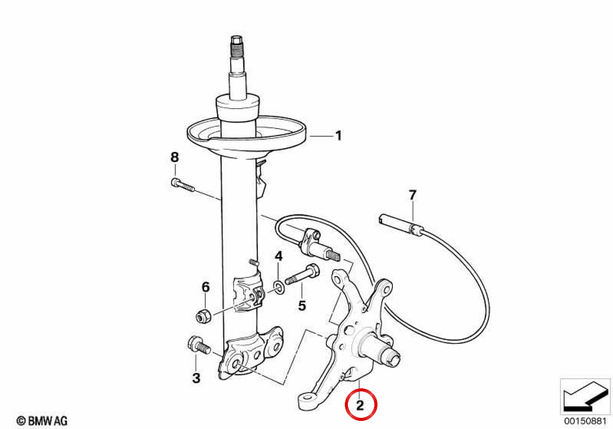 Junta dianteira esquerda OEM 31217836818 para BMW E85, E86. BMW genuíno.