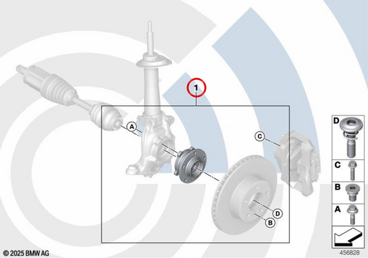 Repair Kit Front wheel bearing OEM 31222409787 for BMW E84. Original BMW.