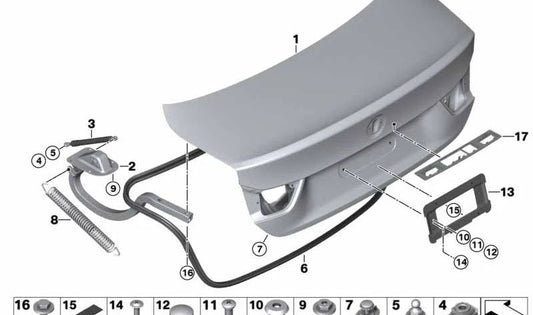 OEM 51247295203 Porton arrière Porton Spring pour BMW F32, F33. BMW d'origine.