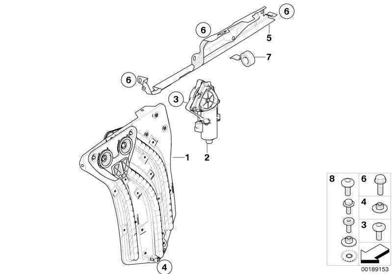 Mecanismo elevalunas eléctrico puerta trasera derecha OEM 51377111018 para MINI Cabrio R52 (2002-2008), MINI Cabrio R57 (2007-2010), MINI Cabrio R57 LCI (2009-2015). Original MINI.
