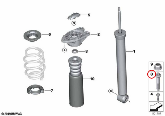 Parafuso hexagonal m14x1.5 OEM 31305A728A8 para Mini J01 Cooper E, JCW E, J05 Aceman E. Original Mini.