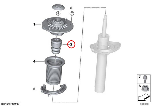 Amortecedor adicional dianteiro OEM 31305A90F27 para MINI Aceman J05, JCW Aceman E. MINI original.