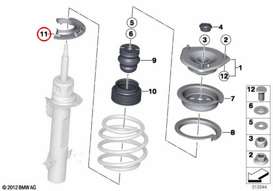 Plaque élastique inférieure OEM 31306772745 pour MINI R55, R56, R57, R58, R59, R60, R61... et plus encore. MINI d'origine.