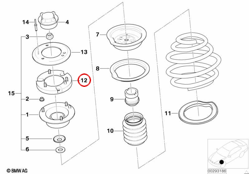 Support de suspension OEM 31306779671 pour BMW E46, E90, E91, E60. BMW d'origine.