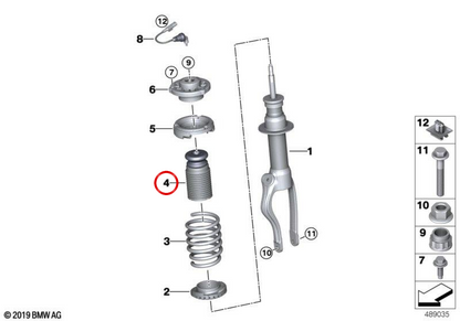 ADDITIONAL Front spring OEM 3130686599 for BMW I12, I15. Original BMW.