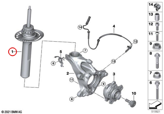 Rechte vordere Stoßwäsche OEM 31306889470 für BMW U06. Original BMW.