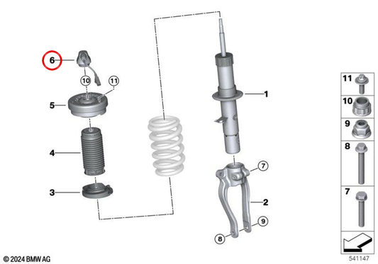 Cabo adaptador EDC dianteiro OEM 31307888342 para BMW Série 5 G90 M5 e G99 M5 Touring. Original BMW.