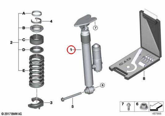 Amortecedor traseiro direito OEM 31308009878 para BMW F82, F83. BMW genuíno.