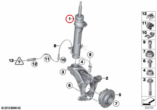 Mola-amortecedor dianteira esquerda OEM 31309813653 para MINI Countryman R60 e Paceman R61. Original MINI