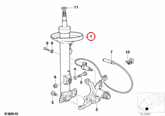 Amortecedor dianteiro esquerdo OEM 31311092483 para BMW E36. BMW genuíno.