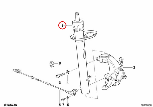 Amortecedor dianteiro esquerdo OEM 31311139087 para BMW E34. BMW genuíno.