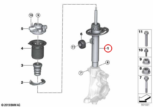Stoßdämpferfeder vorne rechts OEM 31315A82664 für BMW 3er (G21, G21N) 330e. Original BMW.